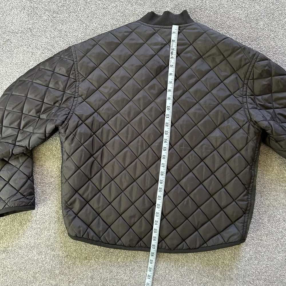 French Connection Jacket Men XL Green Tartan Plaid Wool Quilted Bomber Vintage